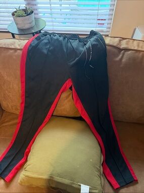 Men's Black Joggers with Red Side Stripes